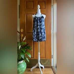 ALICE & OLIVIA Silk Halter Top with blue paisley print